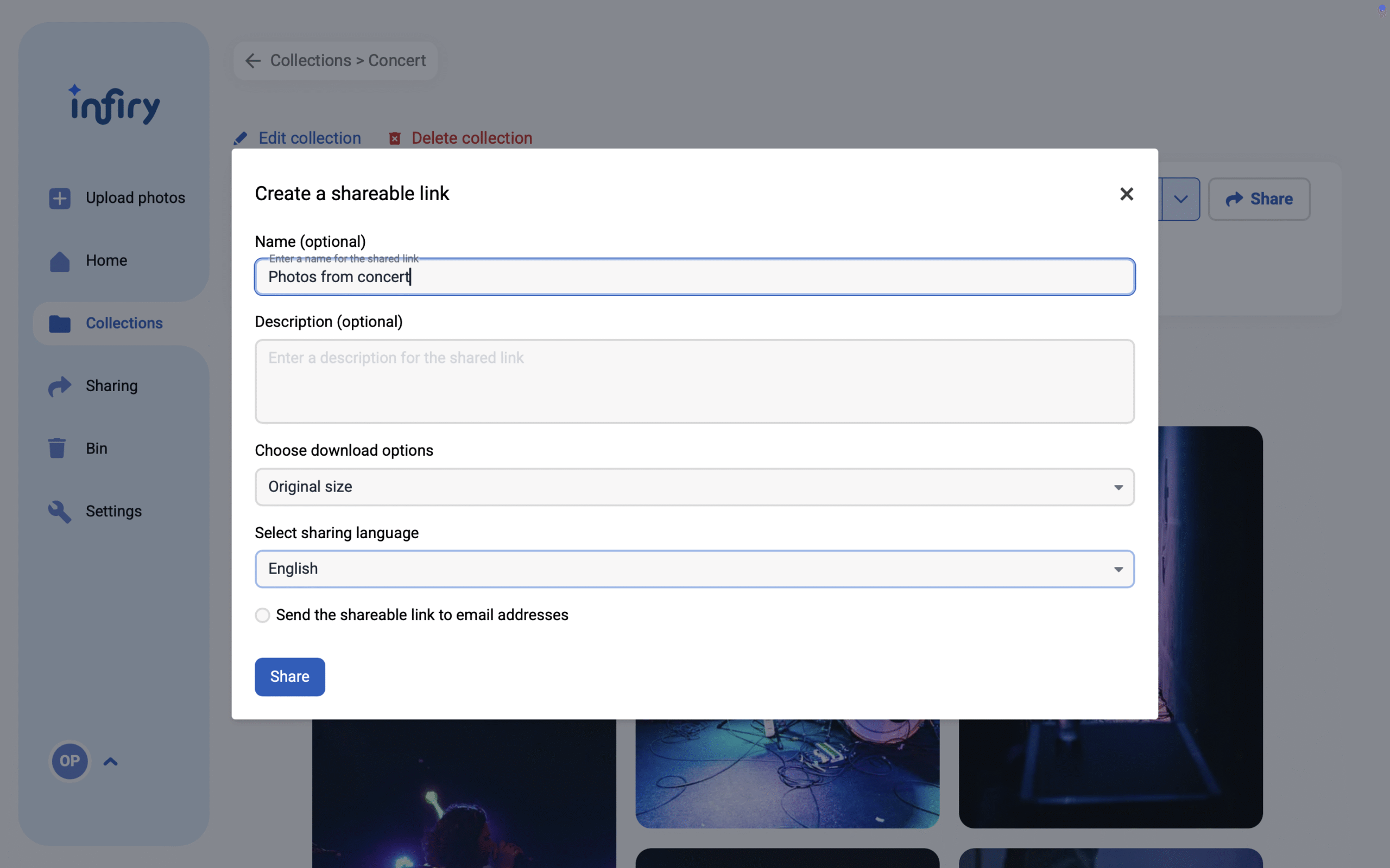 Guide: Downloading and Sharing Photos in Infiry