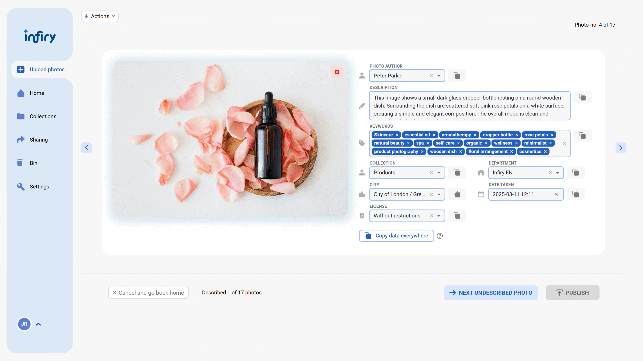 Guide: Editing Photo Details and Licenses in Infiry